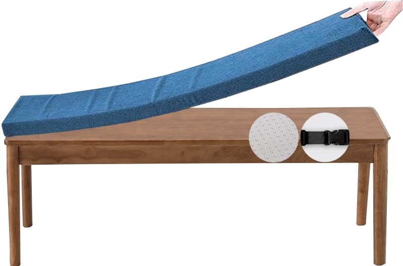 moismk Bench Cushion Kitchen 150/120/100cm x 40cm Sofa Lounge Garden Bench Pad, with Zipper Non Slip Removable Furniture Bench Seat Pad Outdoor Indoor Lounge Bench Cushion(Blue,80x50cm x5cm Thick) โ image 1