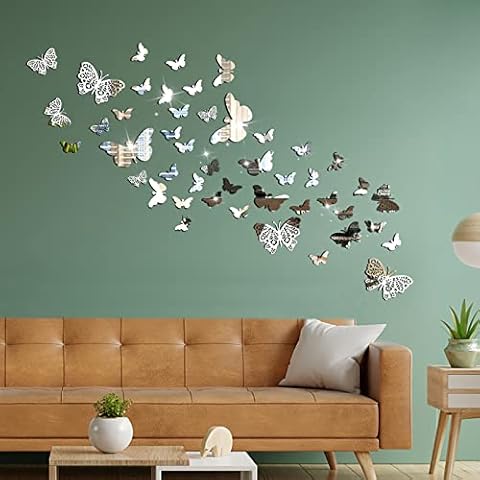 Espejo Adhesivo Pared Mariposa Acrílico 3D Cover