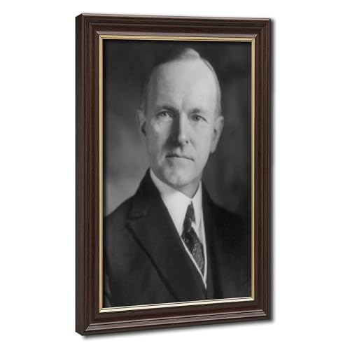 Toile Calvin Coolidge portrait déco murale salon cadre à suspendre 20x30cm