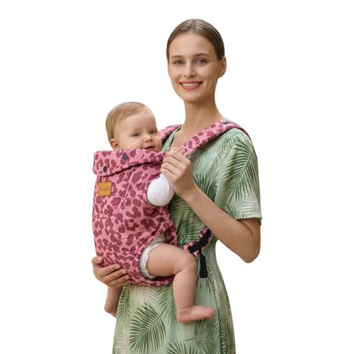 Image of Baby Carrier Newborn to Toddler(8-30lbs), Toddler Carrier Baby Holder Carrier with Adjustable Shoulder Strap, Chest Carriers, Pink Leopard Print