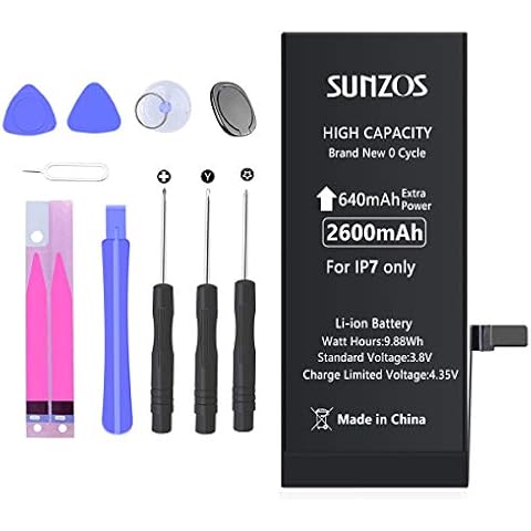 Battery for iPhone 7 2600mAh, SUNZOS Higher Capacity Battery Replacement with Professional Tool Kit and User Manual - 32% More Capacity【24 Months Warranty】 Cover