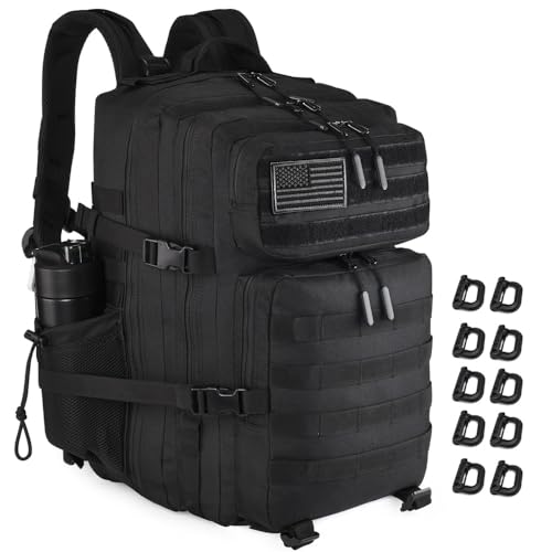 R.SASR Black Tactical Backpack, Military Backpack, Molle Backpack (Black-2.0)