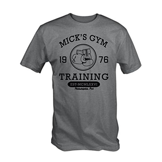 Mick's Gimnasio Retro Boxeo Camiseta de Manga Corta - Gris Ceniza, L