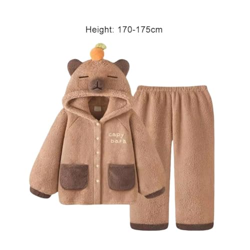 Pyjama capybara polaire femme chaud ensemble molleton à capuche - 6