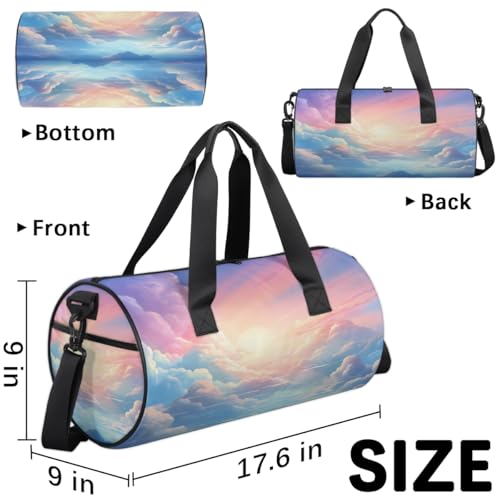 Colorful Skies Round Barrel Sports Fitness Bag, Travel Luggage Bag, Reusable Handbag, Suitable For Men and Women3