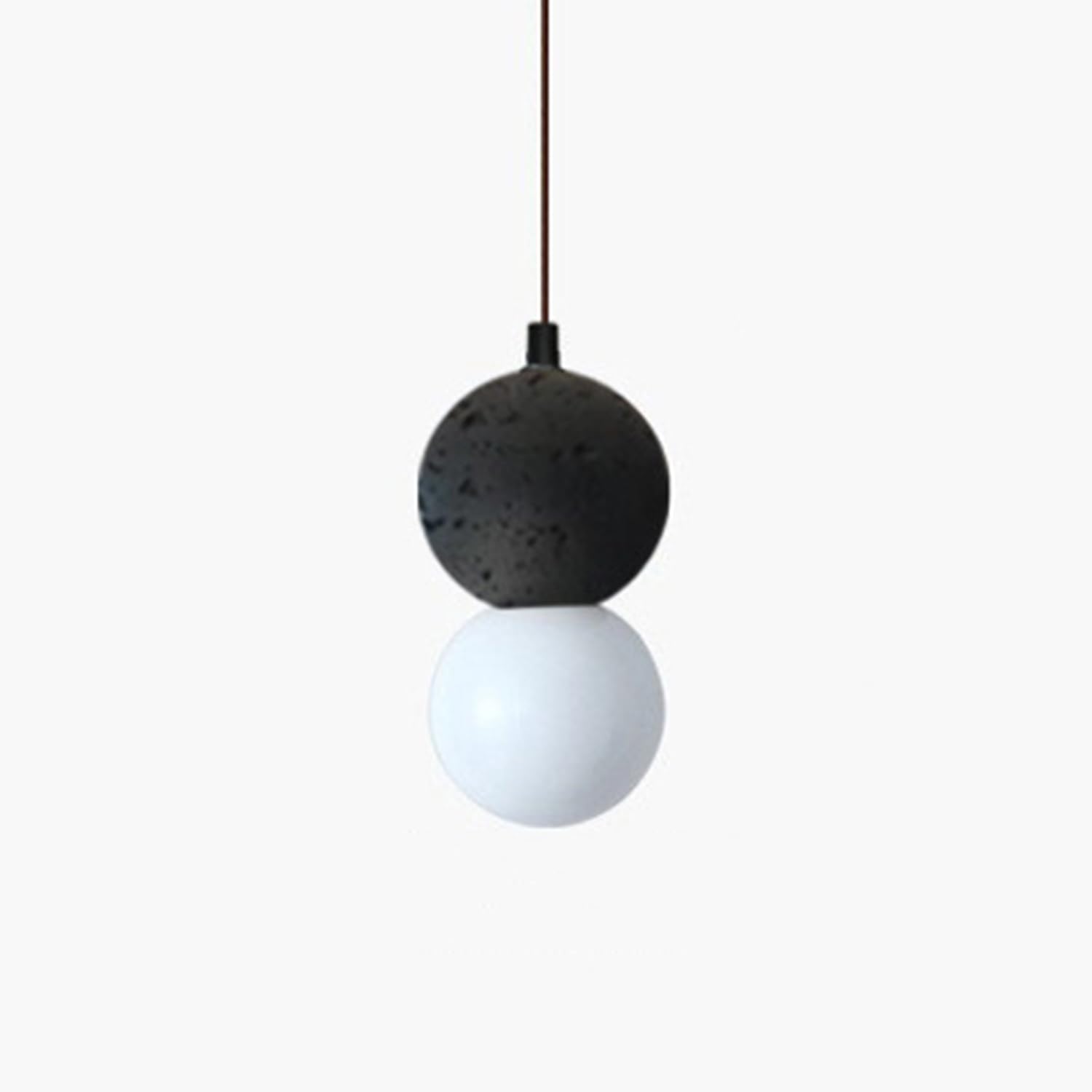 MTNROO Spherical Travertine Stone Hanging Lighting Fixture 7.8in Pendant Lamp Milky White Glass Shade G9 Base Wabi-sabi Style Traditional Creative for Indoor Bedside Coffee Shop Kitchen Island