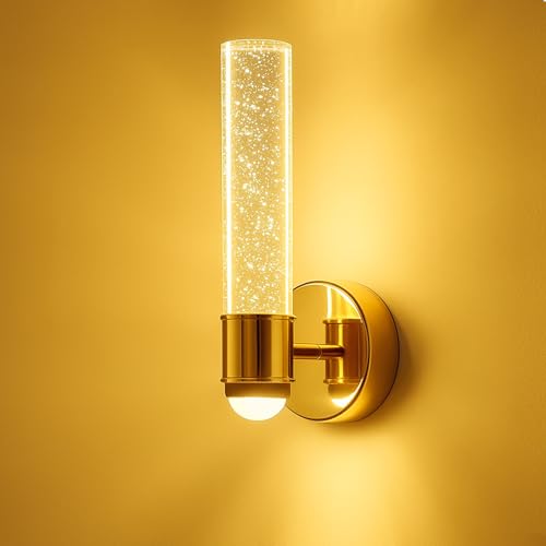 Image of Lampmaster Luxury Crystal Bubble Wall Light | Gold Finish LED Sconce with 3 Color Modes | Modern Up /Down Mount Wall Lamp for Interior Decoration, Living Room, Bedroom, Hall, Home Decor | Pack of 1
