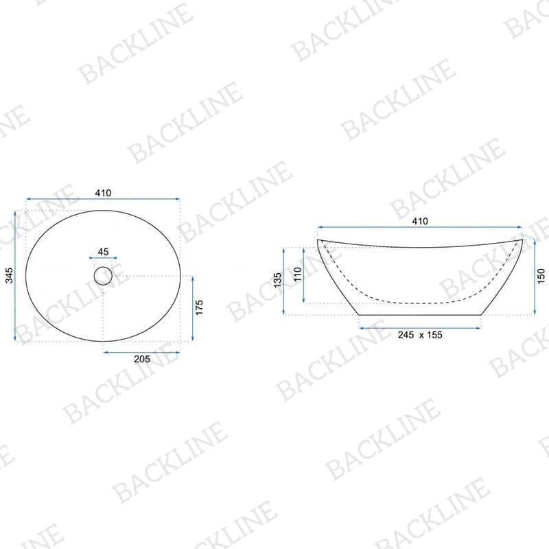 Image of Backline Wash Basin for Bathroom | Tabletop Wash Basin | Countertop Basins | Vessel Sink for Bathroom, Dining Hall. Vanity, Hotel, Living Room 41 X 34 X 14 cm (Gold Glossy) (Only Basin)