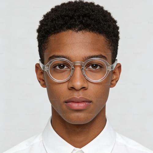 Image of Round Black Glasses for Men Women Thick Circle Blue Light Glasses Hippie Costume Eyewear