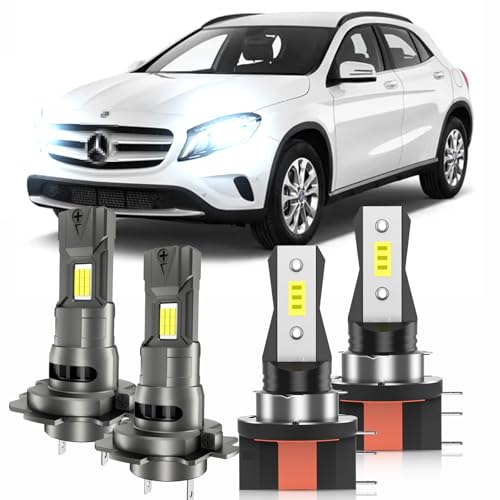 pfsynb for Mercedes-Benz GLA250 2014-2021 Lights Bulbs Combo 4pcs Super Bright White Lights High Low Beam Blubs Package 1:1 Size as Stock Bulbs Plug and Play