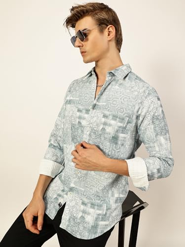 Image of Thomas Scott Mens Slim Fit Full Sleeves Printed Casual Shirt