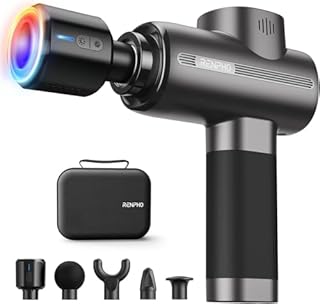 Pistola Massaggio Muscolare con Testa Calda e Fredda, RENPHO Massaggiatore Muscolare Portatile fino a 3200rpm, Pistola Massaggiante Professionale Silenziosa, 5 Testa 5 Velocità, Ricarica di Tipo C