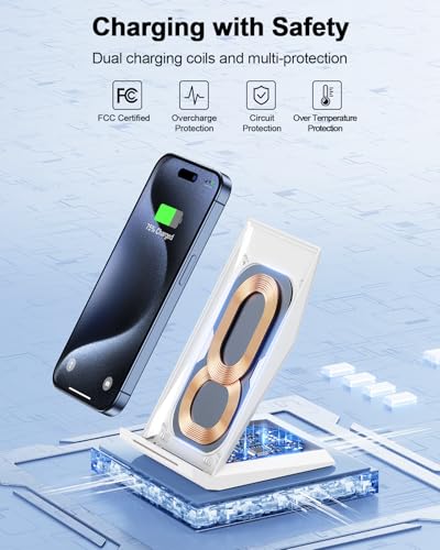 Image of NANAMI Fast Wireless Charger - Charging Stand 7.5W Compatible with iPhone 17 /17 Pro /17 Pro Max /16 /15 /14 /13 /12, 10W Phone Charger Dock for Samsung Galaxy S26 /S26+ /S25 /S24 /S24 Ultra / /S23 /S22 /21