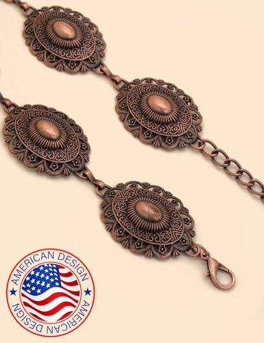 Image of TOPACC Western Metal Concho Belt for Women Cowgirl Chain Belts for Dresses Jeans Country Concert Outfit