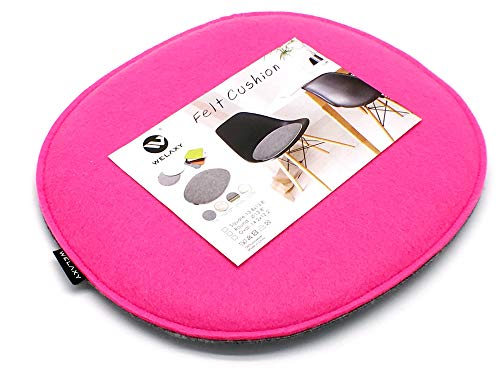 Welaxy Felt Chair Pads seat Cushion Minimalist for Eames Chair DSW Plastic Chairs Pads for Office Indoor Home Dining Kitchen (hot Pink + Gray, 1)