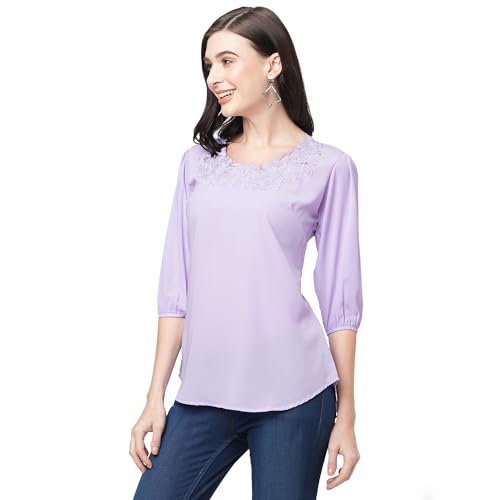 Image of GO-4 IT Women's Top with Cutwork Embroidery in Neck