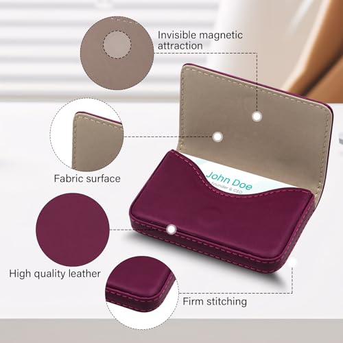 Image of RFID Blocking Wallet - Minimalist Leather Business Credit Card Holder (PW-Wine Red)