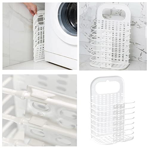 Igikzz 2 Pack Collapsible Laundry Basket Wall-Mounted With Handle Hanging Portable Foldable Laundry Hamper Dirty Clothes Hamper, Free-Punch, Incl 4 Hooks #TOP1