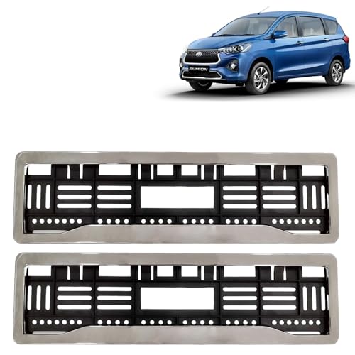 Image of KINGSWAY Rumion Car Number Plate Frames Chrome for All 2023 Onwards Models of Toyota Car Registration Plate Holders, Licence Plate Covers (Front and Rear), Universal Size 51.5 x 14.5 cm