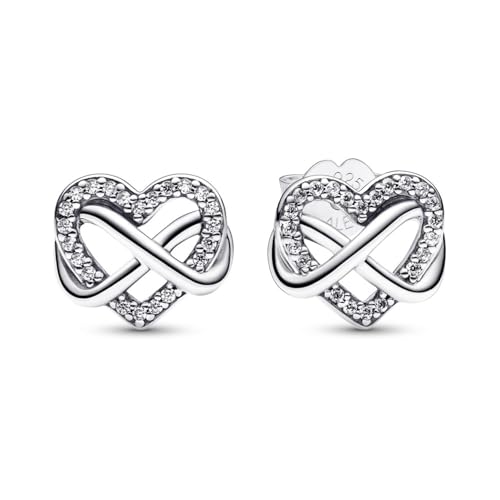 PANDORA Sparkling Infinity Heart Stud Earrings - Gift for Her - Sterling Silver Stud Earrings with Cubic Zirconia for Women - With Gift Box2