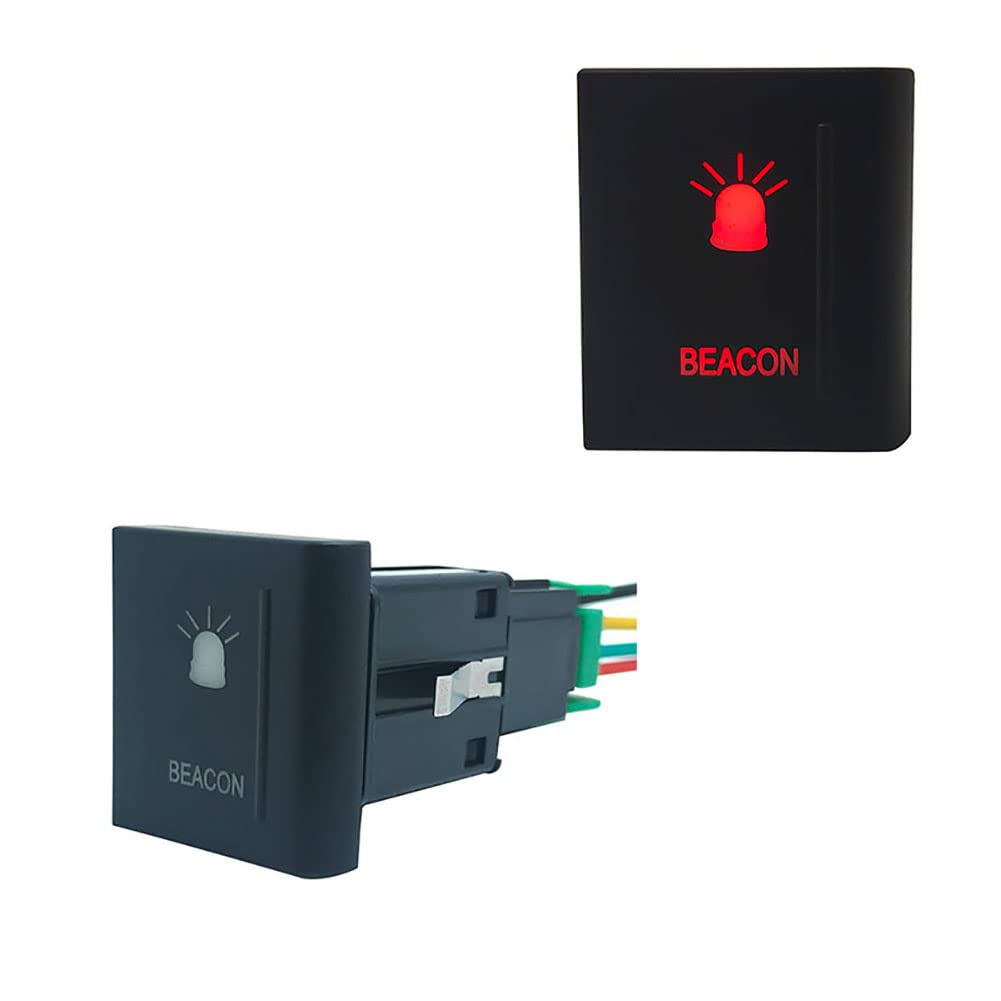 BACAUTOPARTS Red Led Car Push Button Switch with Wires for VW Volkswagen Amarok 3Amp 12V (Beacon-Right Side)