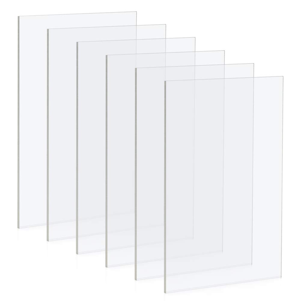 6 fogli acrilici trasparenti da 5 x 7 pollici, fogli acrilici trasparenti trasparenti per pannelli acrilici acrilici acrilici per sostituzione del vetro della cornice fotografica, 2 mm di spessore