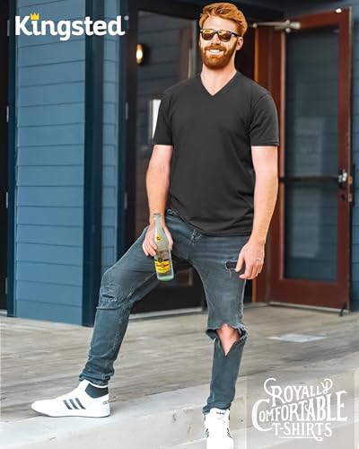 Kingsted V-Neck T-Shirts for Men - Royally Comfortable - Super Soft Premium Fabric - Well-Crafted Classic Fit - Bundle & Save4