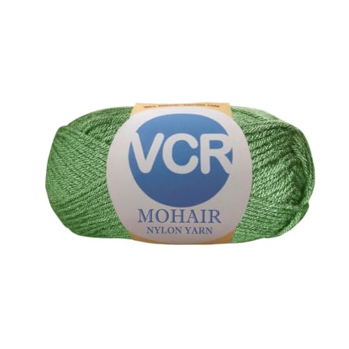 Image of VCR Mohair Nylon Hunter Green Yarn, 100 Grams Hank, 196 Meters Length, Acrylic 75%, Mohair Nylon 25%, Pack of 1 Yarn, Soft Crosia Threads, Suitable for Winter Garments.