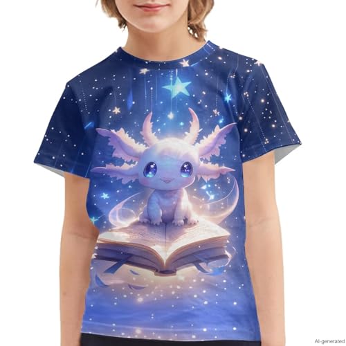 Image of WELLFLYHOM Kids Tshirts Girls Boys Short Sleeve Crewneck Tees Shirts Casual Sport Pullover Tops Size 3-16 Years