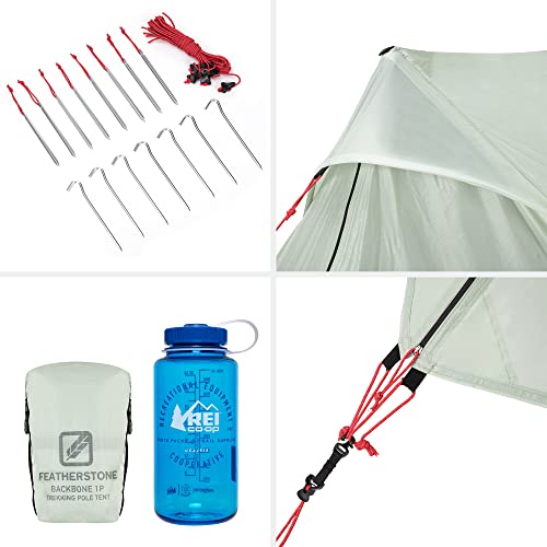 Featherstone Backbone 1 Person Ultralight Tent For Backpacking, Camping, Thru Hiking - Trekking Pole Backpacking Tent - Waterproof, Single-Wall, Durable Shelter - Compact, Light, & Easy To Carry #TOP6
