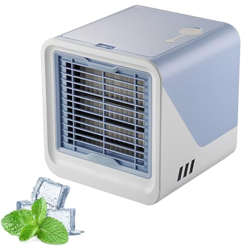 Ventilador portátil del refrigerador de Aire 3 en 1, Mini humidificador evaporativo 500ml con velocidades Ajustables silenciosas para el Verde del Dormitorio de la Oficina en casa
