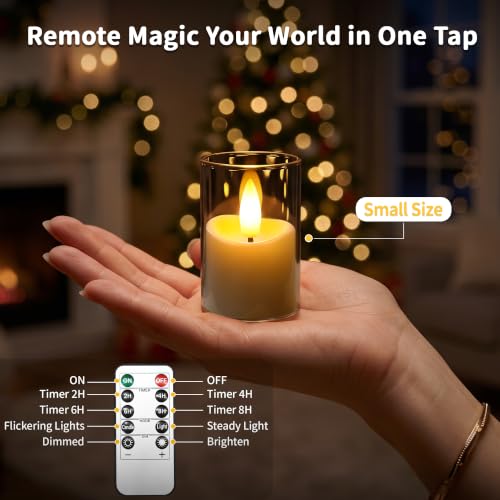 Image of Rechargeable Flameless Candles with Timer Remote | 1.7 inchx2.6 inch Clear Acrylic LED Tea Lights Candles,Small Votive Electric LED Candles for Home Wedding Holiday Decor Gray(6 Pack)