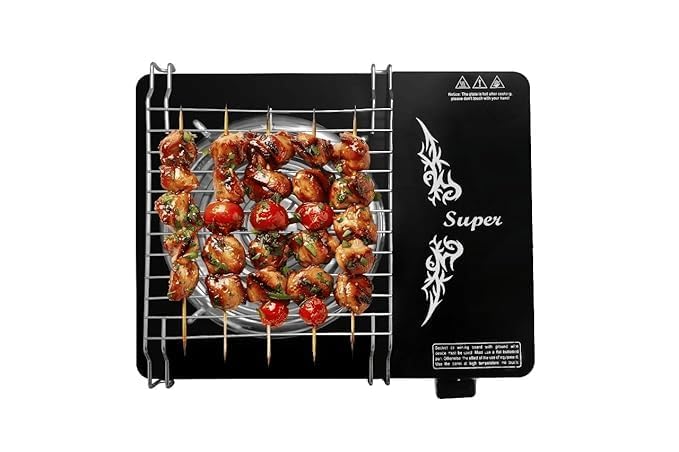 2000W Infrared Cooktop Hot Plate with Steel Grill Rack, Button Control, Overheat Protection, 3 Preset Cooking Modes Quick Fry, Soup & BBQ