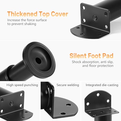 Image of Serplex 4PCS Metal Adjustable Furniture Legs 7.1-11.8 inch, with L-Shaped Pre-drilled Mounting Plate & Screws Heavy Duty Furniture Replacement Legs for Chair /Bed /Sofa /Cabinet /Couch /Dresser /Bed /Table