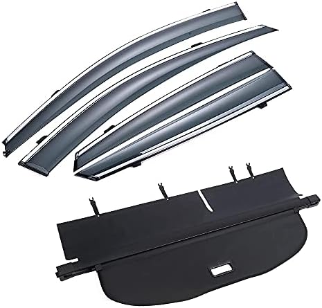 VESUL Compatible with Jeep Cherokee 2014-2018 Cargo Cover Security Shade Privacy Screen Tape on Vent Visor Chrome Trim Rain Guards Window Wind Deflector