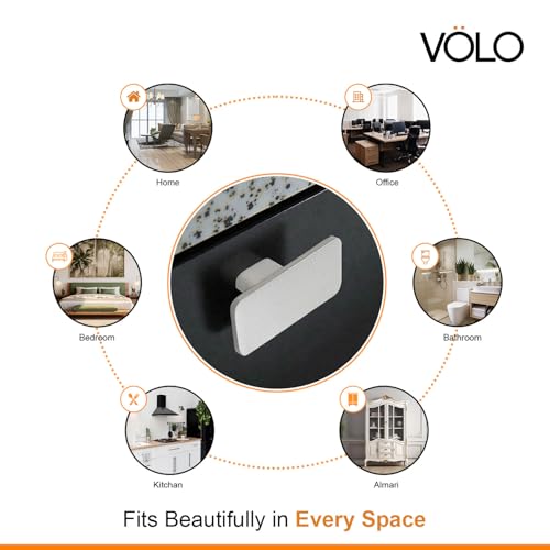 Image of VOLO Stainless Steel Drawer Knob for Cabinet Wardrobe and Cupboard Durable Knobs with Screws for Kitchen Dresser and Office Furniture | S-723 (Silver, 3 Pieces)