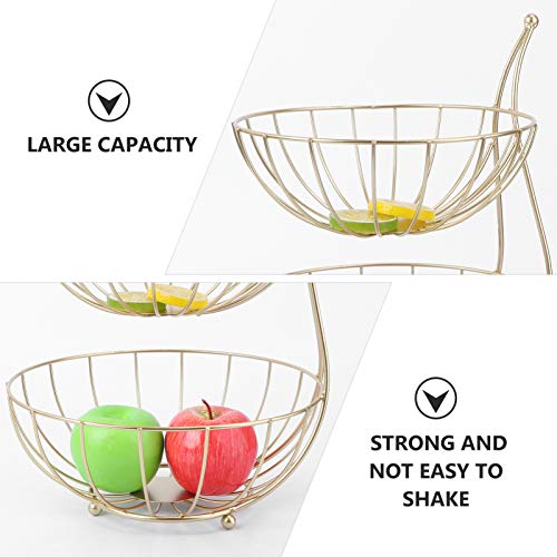 Cabilock – Cesta de armazenamento de frutas de metal com duas camadas para mesa de frutas, suporte p