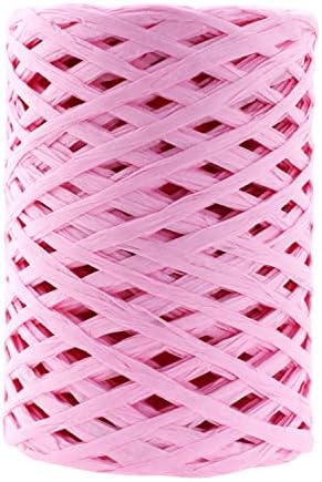 Mandala Crafts Pink Raffia Ribbon for Gift Wrapping Ribbon - 100 Yds Raffia Natural Ribbon Bulk Packing Ribbon Raffia String - Twisted Paper Ribbon for Crafts Weaving