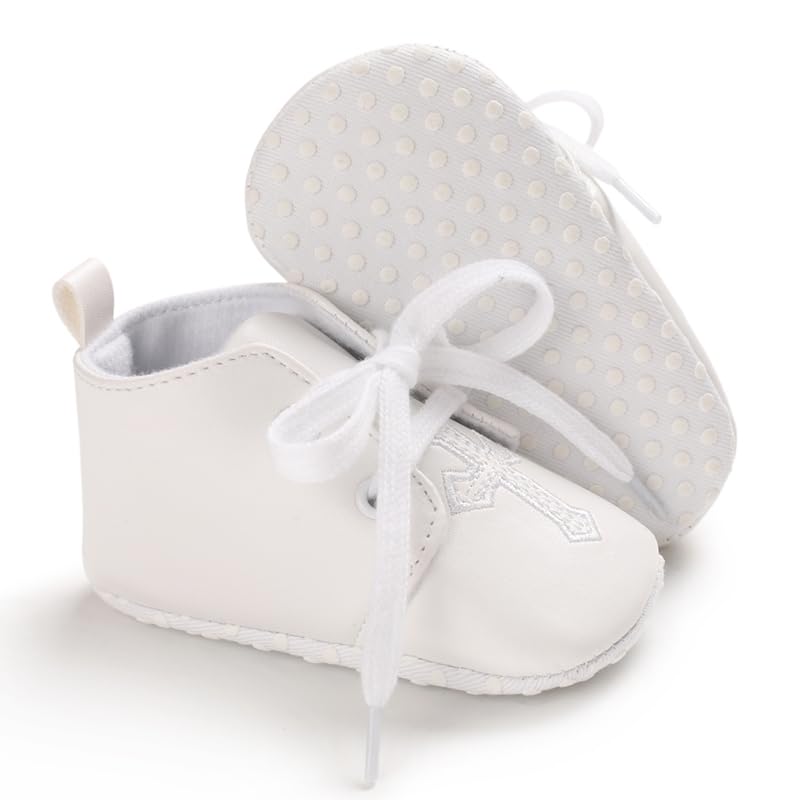 Sehfupoye Chaussons Bébé en Coton Doux à Semelle Flexible, Chaussons Maison, Bottillons de Baptême pour 0-18 Mois, Chaussures Respirantes Prémarché pour...