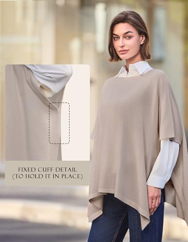 Image of PULI Women's Pullover Poncho Sweater Oversized Knit Layering Top Travel | Sleeveless and Layers Over Any Shirt At Home or Work