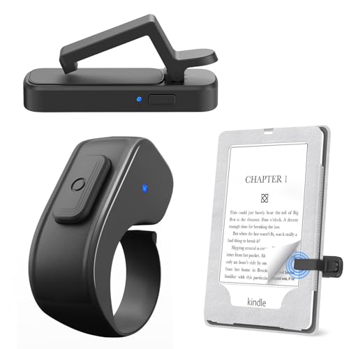 Image of Page Turner Ring for Kindle,Remote Control for iPhone iPad Android Tablets E-Readers,Clicker Page Turner for Kindle Accessories for Camera Video Record&Shutter Selfie (Black)