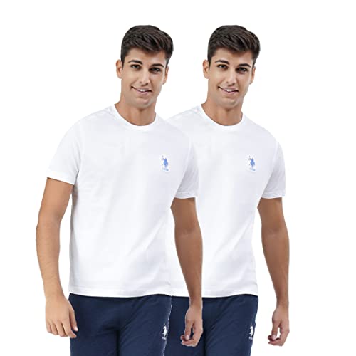Image of U.S. Polo ASSN. Men's Cotton Regular Fit Crew Neck Embroidered Logo I633 Lounge T-Shirt - Pack of 2