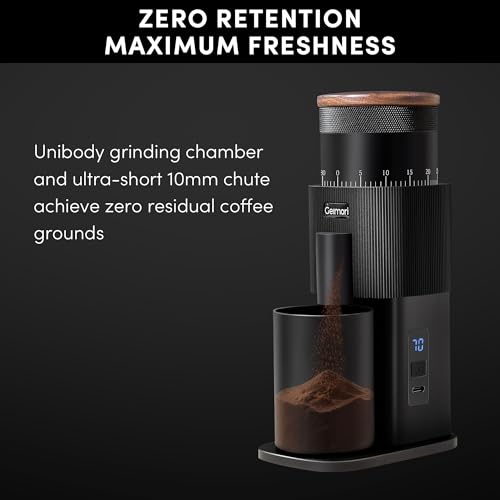 Image of Portable Electric Burr Coffee Grinder,Wirsh Geimori T38 with 3600mAh Battery& Stepless Adjustment for Espresso,Pour Over,French Press, Single Dose, Fast USB-C Charging,Travel & Home Use,Black