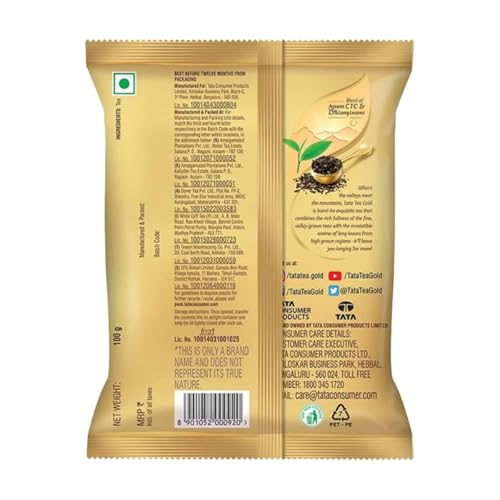 Image of Tata Tea Gold | Assam teas with Gently Rolled Aromatic Long Leaves | Rich & Aromatic Chai | Black Tea | 100gram|Powder (Pack of 3)