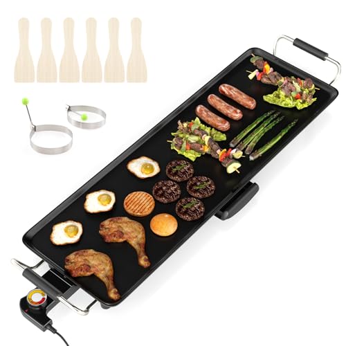 COSTWAY Plancha Électrique XL 1800W, Barbecue Electrique avec Revêtement Antiadhésif, Thermostat Réglable, Gril de Table Lavable avec Poignée Rembourrée...