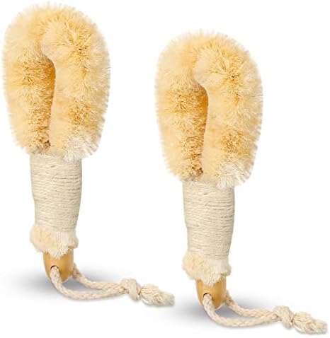 2 Pcs Dry Brushing Body Brush Exfoliating Brush Body Scrubber Natural Bristle Body Brush Bath Shower Dry Skin and Body Sisal Brush with Naturals Fibers for Skin Care, Exfoliates Skin