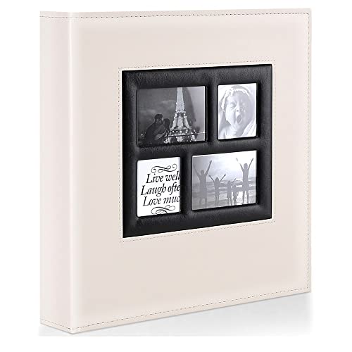 Image of Ywlake Photo Album 4x6 500 Pockets Photos, Extra Large Capacity Family Wedding Picture Albums Holds 500 Horizontal and Vertical Photos Beige