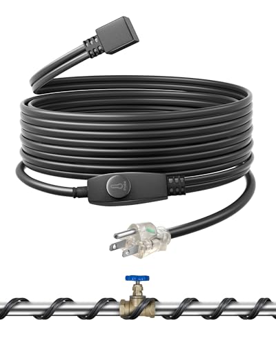DEWENWILS 18FT Flat Heat Tape for Water Pipes, 120V Heat Tape for Pipes at -40°F, Pipe Heat Tape with Thermostat, Pipe Heat Tape, CSA-ETL Listed