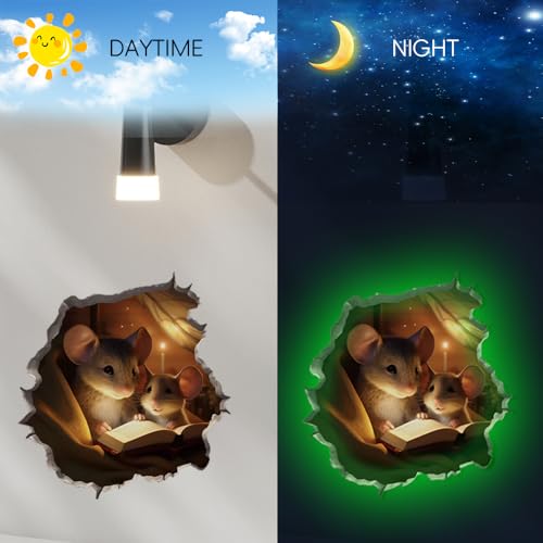 Vinilo Decorativo Ratón 3D Brilla en la Oscuridad Pack x4 miniatura 2