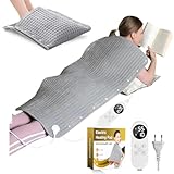 Elektrisches Heizkissen 100x50cm Fußwärmer 2 in 1 - Wärmeunterbett zur Schmerzlinderung Heizgürtel für Rücken & Bauch - Mit 9 Heizstufen (25-55°C) & 4 Timer, Waschbar - Für Zuhause & Büro